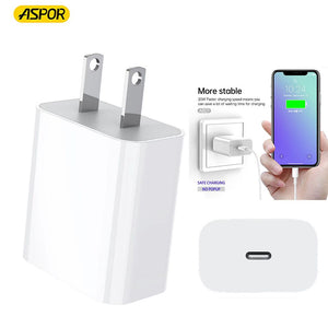 ASPOR A801 New 20W Fast Charging US PIN Quick Charge For Mobile Phone(Type-C )