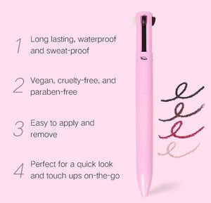 Multi-effect 4 In 1 Eyeliner Eyebrow Pencil Contour Pen Long Lasting Waterproof 4 in 1 pencil makeup pen for girls, eyeliner lipstick highlighter brow liner all in one